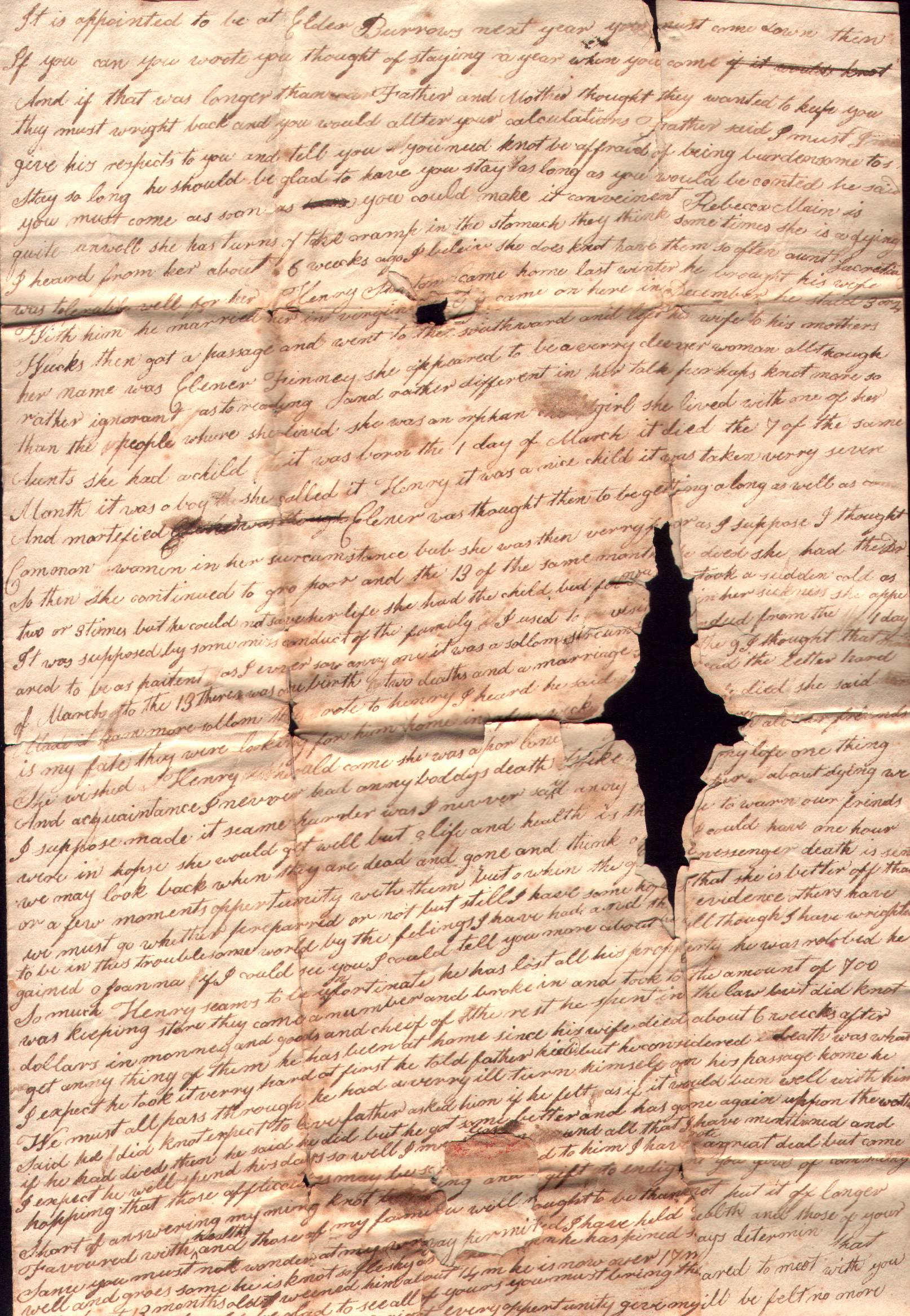 Spicer, Lydia (Stanton) - 1825 Letter to her sister, Joanna (Stanton) Fish in Brooklyn, Cuyahoga County, Ohio - Page 3 of 4 