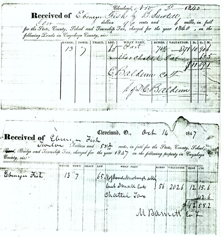 Taxes - Fish, Ebenezer 1840 and 1847 (Cleveland, Ohio)