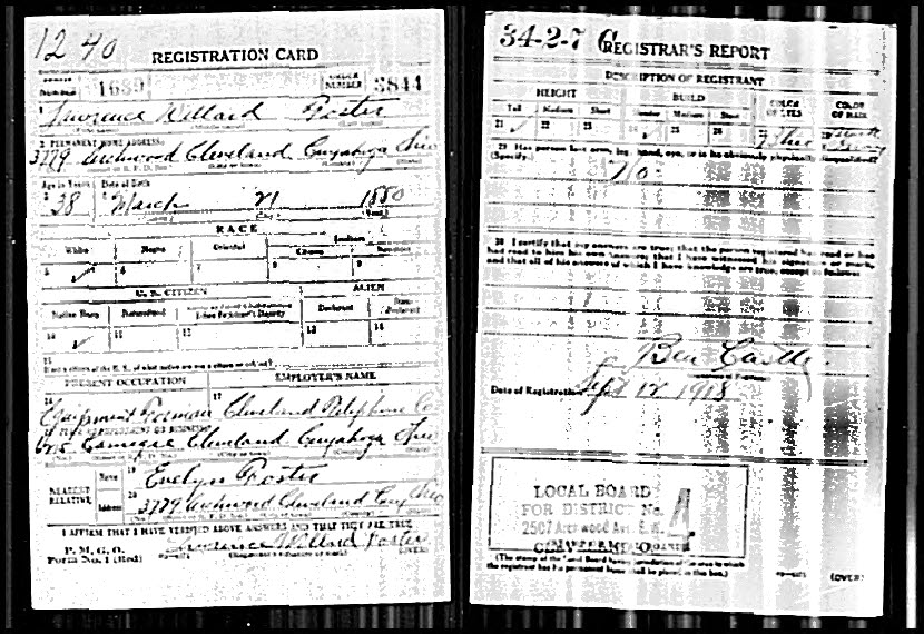 WWI Draft Card - Foster, Lawrence Willard