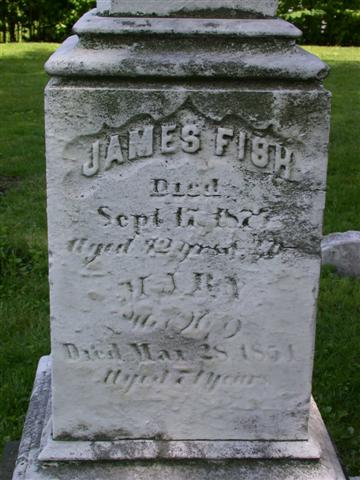 Fish Family Monument<BR>
West Face showing:<BR>
Fish, James 1785-1875 and Wilcox, Mary 1780-1854 (his wife)