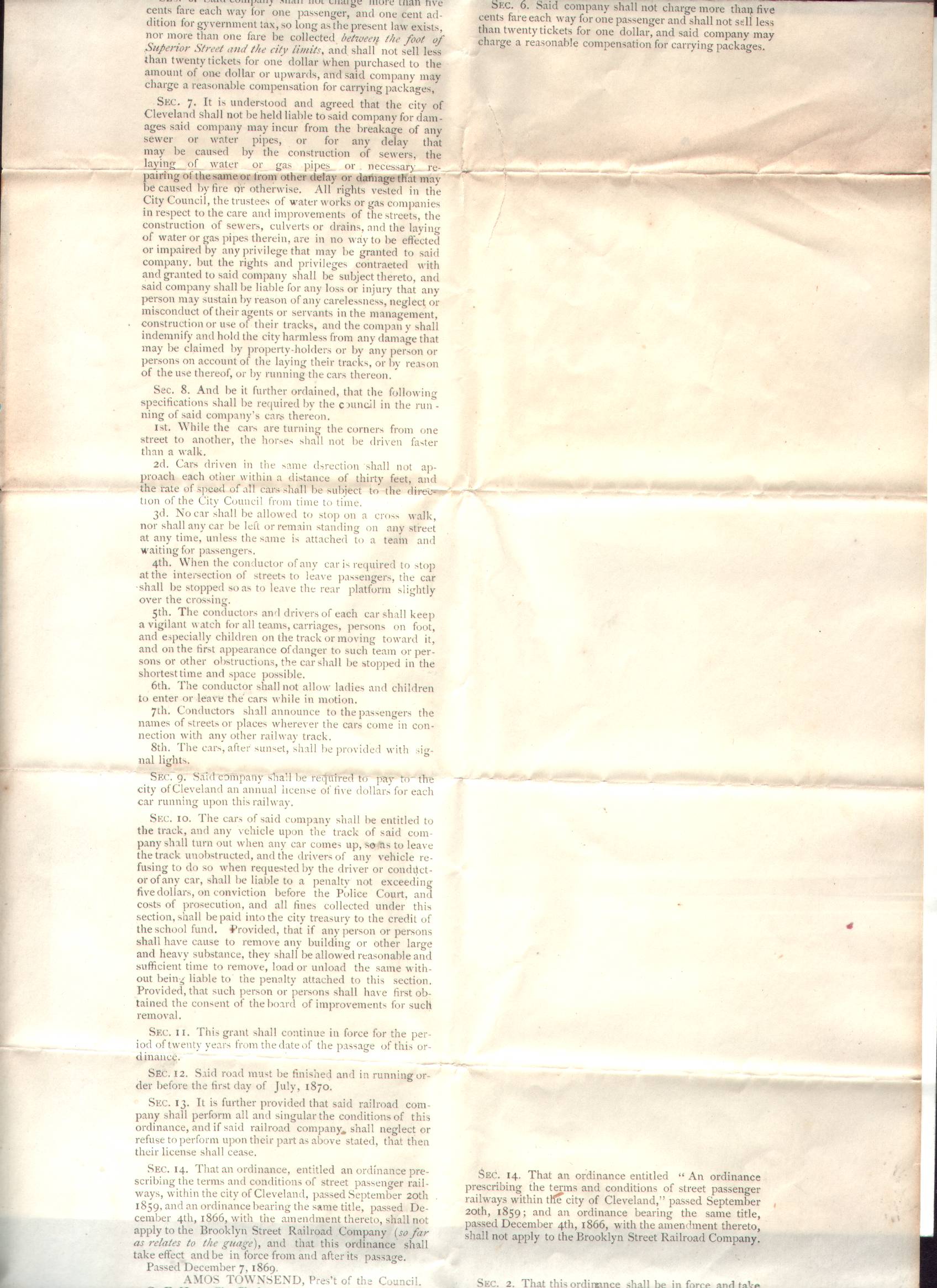 1869 Brooklyn street railroad ordinance (BOTTOM)