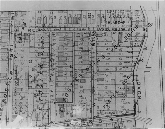 Property map (Brooklyn, Ohio - 1900?)
Area north of Denison Ave. at the west end of Harvard-Denison Bridge.