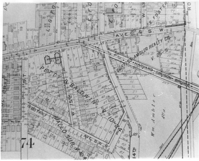 Property map (Brooklyn, Ohio - 1900?)
Area south of Denison Ave. at the west end of Harvard-Denison Bridge.