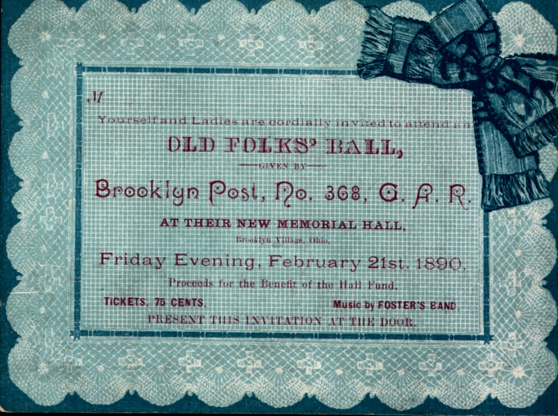 Invitation to the "Old Folks Ball" in Brooklyn Village  (Front side)
