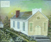 Painting, by Mrs. Carrie Burlingame Wolbert, of the Brooklyn Village Methodist Episcopal Church of 1880 (done from memory).